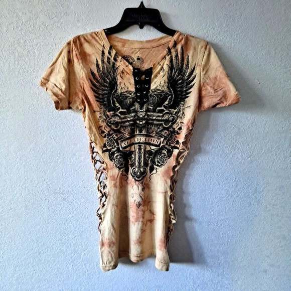 Affliction Tops - Affliction Criss cross top